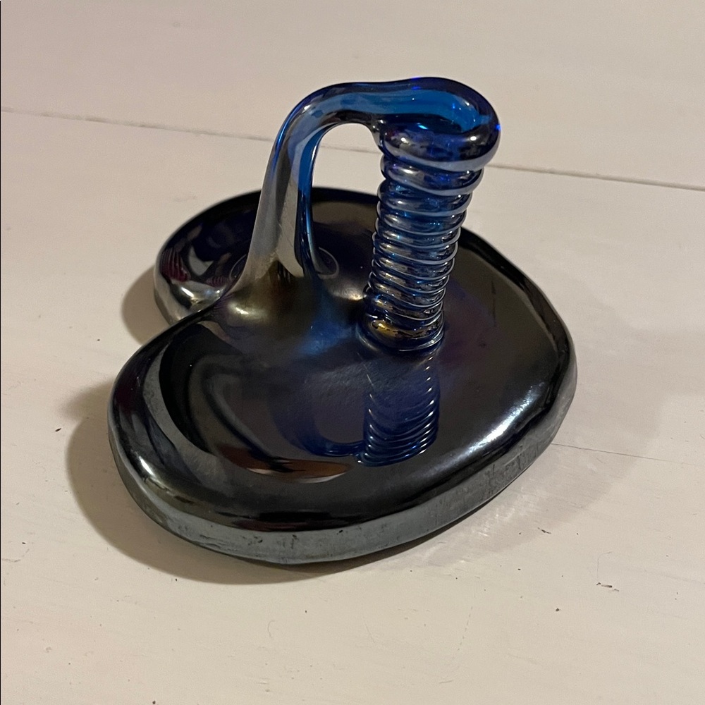 ART GLASS Pen Holder Heart-Shaped Glass - Artisan - Carnival Blue & Dark Purple